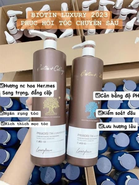 Cặp gội xả Biotin nâu Luxury 2023 - 1000ml